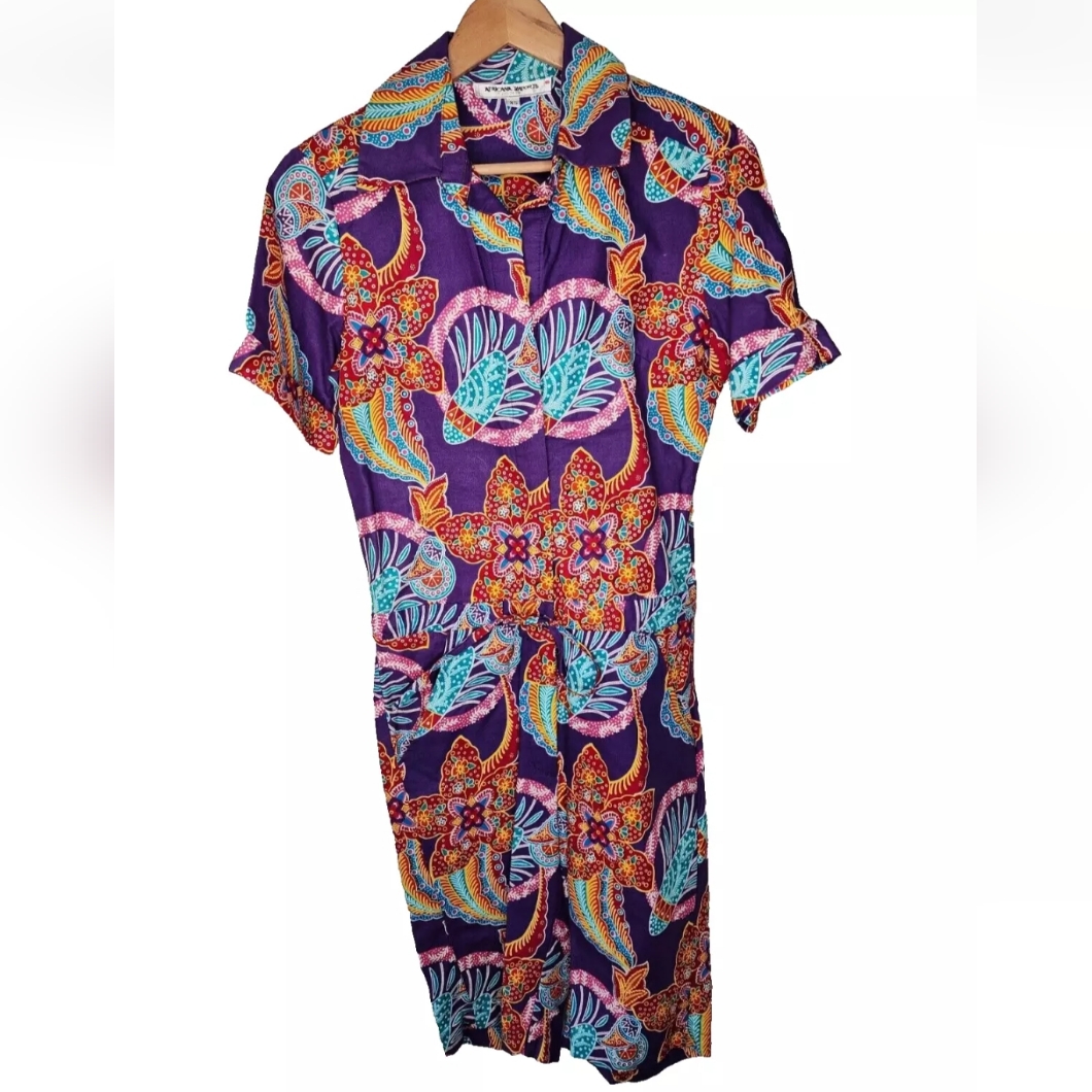 Kutula By Africana Imports Purple Printed Romper Size Xs